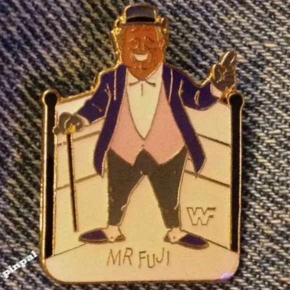 Wrestling Brooch Pin ~ Mr. Fuji ~ 80's Vintage WWF - Picture 1 of 2
